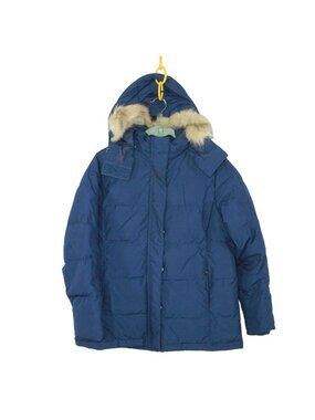 LL Bean Ultrawarm Jacket Hooded Parka DownTek Winter Coat Fur Trim Medium